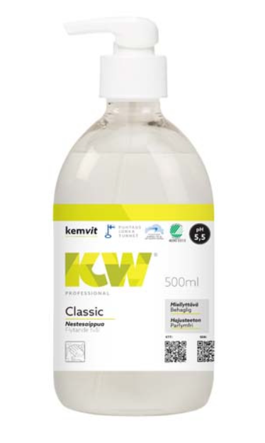 NESTESAIPPUA KW CLASSIC 500ML PUMPPUPULL - Saippuat ja pesuaineet - 870101595 - 1