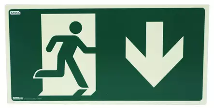 KYLTTI POISTUMISREITTI NUOLI ALAS 30X15 - Varoituskyltit - 673572656 - 1