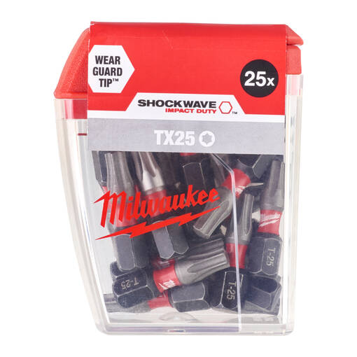 TORX BITS T25 MILW SHOCKWAVE - Ruuvauskärjet torx - 629352556 - 1